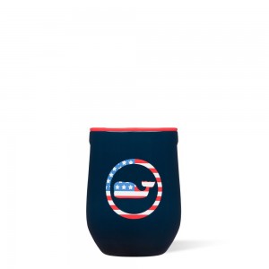 Americana Whale Dot Corkcicle 12oz Vineyard Vines Stemless Water Bottle | WZTPG-2059