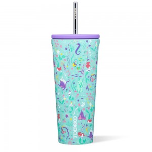 Ariel Corkcicle 24oz D-isney Princess Cold Cup Insulated Tumbler With Straw Water Bottle | QMHKZ-5879