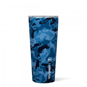 Blue Camo Corkcicle 24oz Vineyard Vines Tumbler Cup | BUOAR-7045