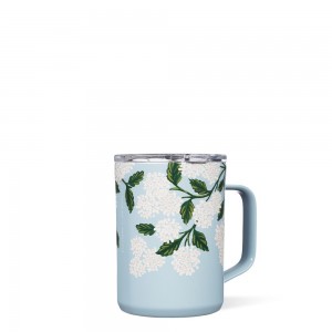 Blue Hydrangea Corkcicle 16oz Rifle Paper Co. Coffee Mug Insulated Coffee Mug | RXMBE-3165