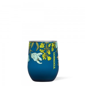 Blue Wildflower Corkcicle 12oz Floral Stemless Water Bottle | EIRXW-2391