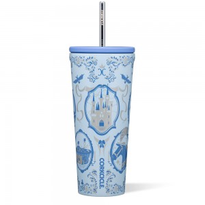 Cinderella Corkcicle 24oz D-isney Princess Cold Cup Insulated Tumbler With Straw Water Bottle | QVZXL-4309