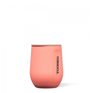 Coral Corkcicle 12oz Neon Lights Stemless Water Bottle | YJAEC-8271