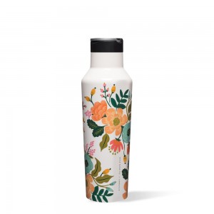 Cream Lively Floral Corkcicle 20oz Rifle Paper Co. Sport Canteen Insulated Water Bottle | URFYV-7465