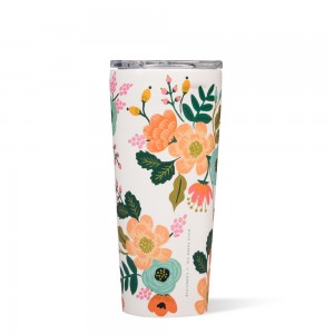 Cream Lively Floral Corkcicle 24oz Rifle Paper Co. Tumbler Water Bottle | SJHPK-2678