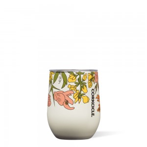 Cream Wildflower Corkcicle 12oz Floral Stemless Water Bottle | BDJHF-0723