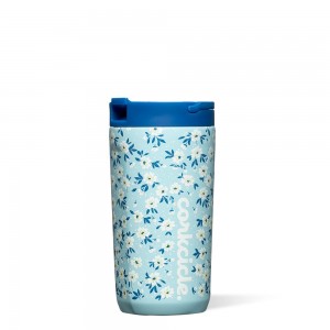 Ditsy Floral Blue Corkcicle 12oz Kids Cup With Lid & Straw | JDORB-7462