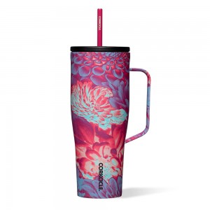 Dopamine Floral Corkcicle 30oz Cold Cup Xl Insulated Tumbler With Handle Water Bottle | KVIMH-6915