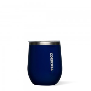 Gloss Midnight Navy Corkcicle 12oz Classic Stemless Insulated Wine Tumbler Water Bottle | YKCGZ-0354