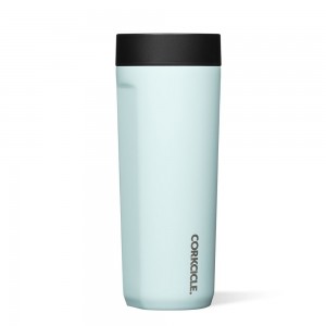 Gloss Powder Blue Corkcicle 17oz Commuter Cup Spill-Proof Insulated Travel Coffee Mug | WAYBI-8413