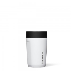 Gloss White Corkcicle 9oz Commuter Cup Spill-Proof Insulated Travel Coffee Mug | UAOIN-4927