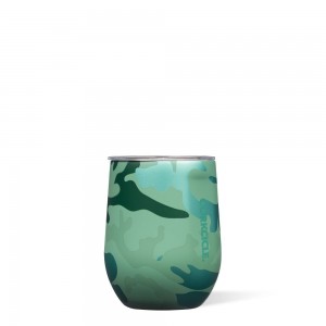 Jade Camo Corkcicle 12oz Camo Stemless Water Bottle | DBCVM-3741