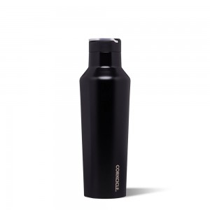 Matte Black Corkcicle 20oz Classic Sport Canteen Insulated With Straw Water Bottle | WUCIT-0974