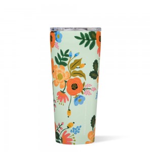 Mint Lively Floral Corkcicle 24oz Rifle Paper Co. Tumbler Cup | TCZXO-0394