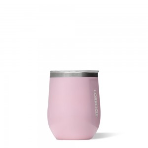 Pink Corkcicle 12oz Gloss Rose Quartz Stemless Insulated Wine Tumbler Water Bottle | HJMGR-6513