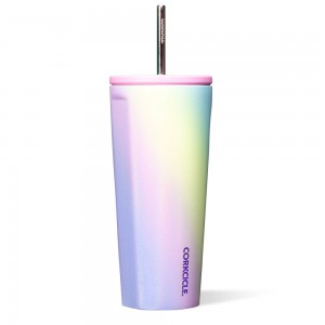 Rainbow Unicorn Corkcicle 24oz Cold Cup Insulated Tumbler With Straw Water Bottle | YAWCJ-3875