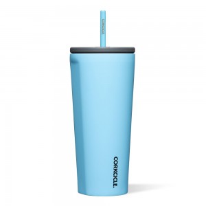 Santorini Corkcicle 24oz Cold Cup Insulated Tumbler With Straw Water Bottle | LJNAU-2683