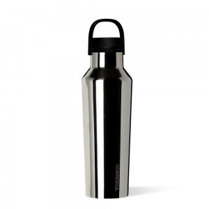 Silver Corkcicle 20oz Metallic Sport Canteen Insulated Water Bottle | PIJZC-5938