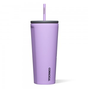 Sun-Soaked Lilac Corkcicle 24oz Cold Cup Insulated Tumbler With Straw Water Bottle | MNXJG-4512