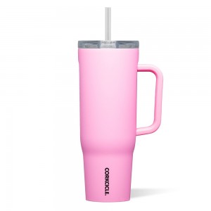 Sun-Soaked Pink Corkcicle 40oz Cruiser Insulated Tumbler With Handle Water Bottle | DGJHT-3087