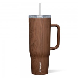 Walnut Wood Corkcicle 40oz Cruiser Insulated Tumbler With Handle Water Bottle | BCIDM-4936