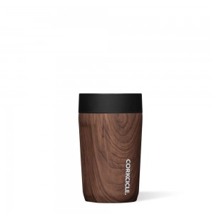 Walnut Wood Corkcicle 9oz Commuter Cup Spill-Proof Insulated Travel Coffee Mug | QLDBS-6419