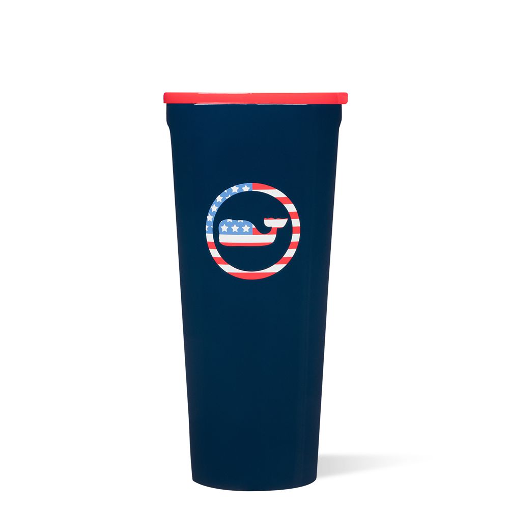 Americana Whale Dot Corkcicle 24oz Vineyard Vines Tumbler Water Bottle | XFVEH-5089