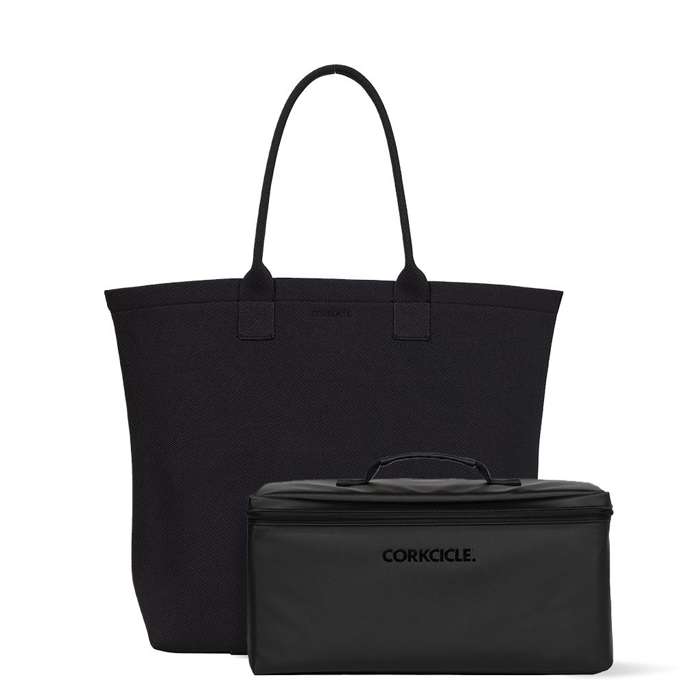 Black Corkcicle Re:Tote Recycled Plastic Tote Bag With Cooler Insert Bags | ONKQB-7354