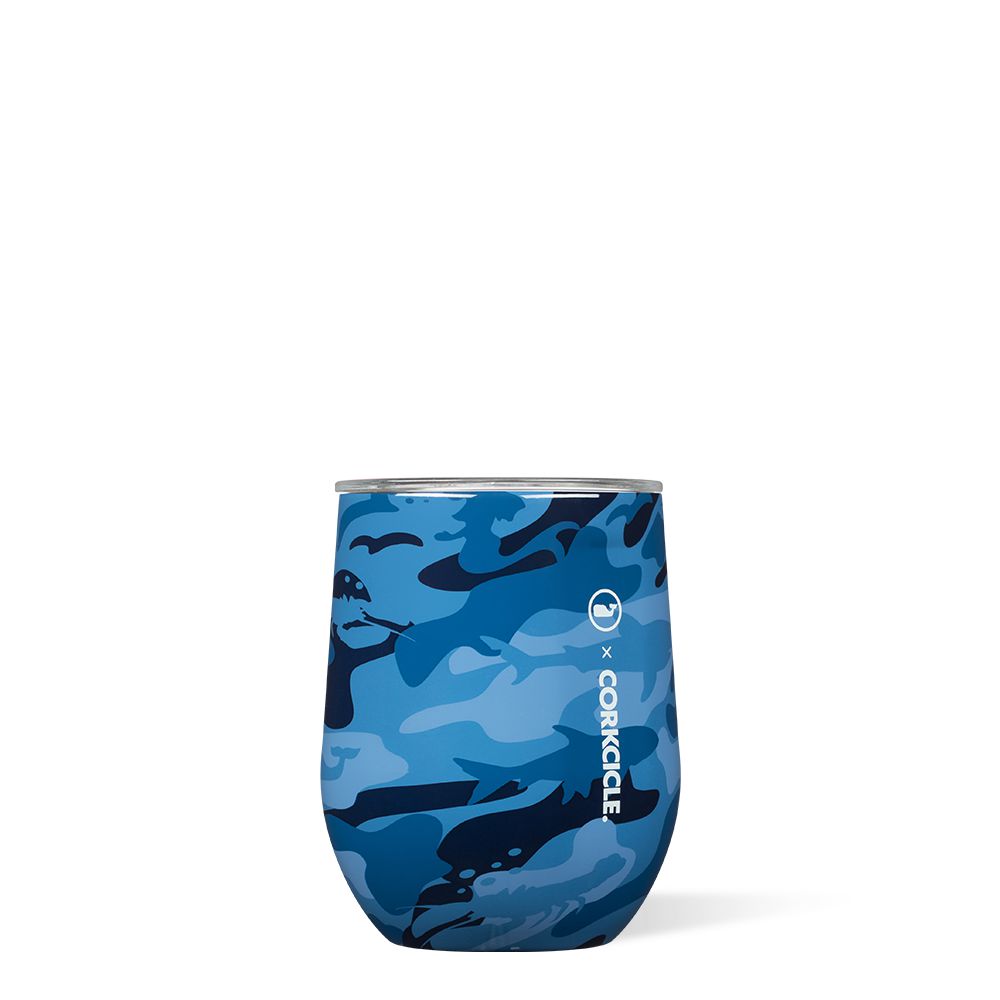 Blue Camo Corkcicle 12oz Vineyard Vines Stemless Water Bottle | BUCGV-1390