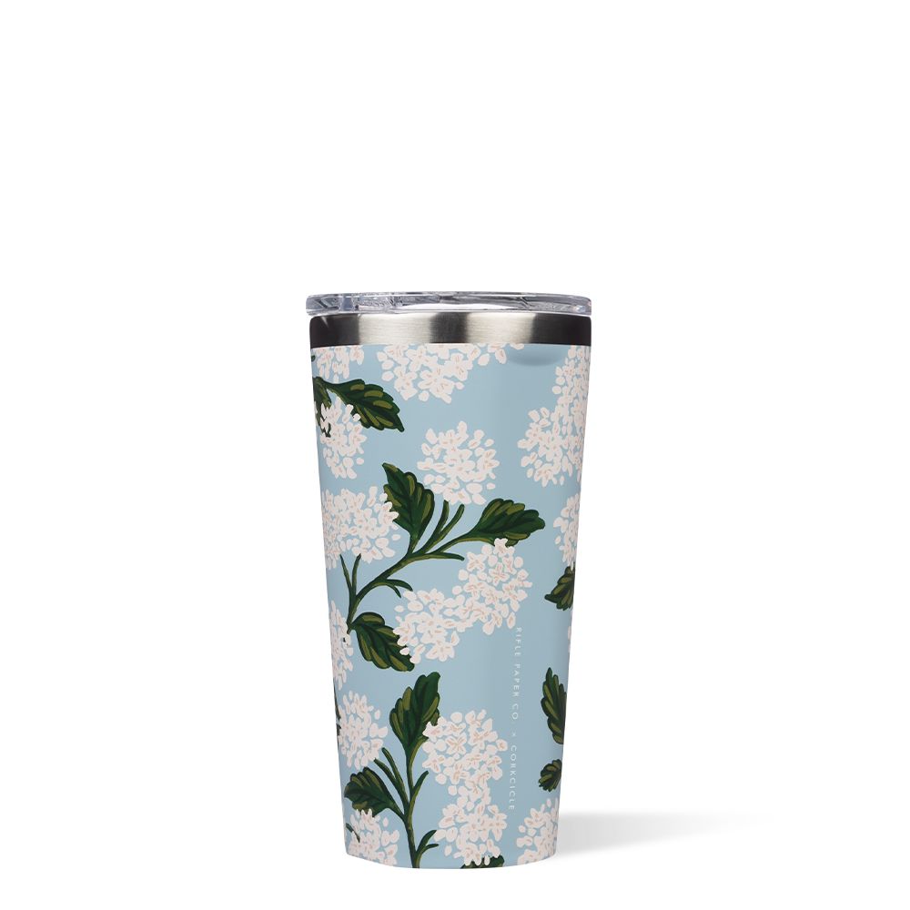 Blue Hydrangea Corkcicle 16oz Rifle Paper Co. Tumbler Cup | HZBEL-0269