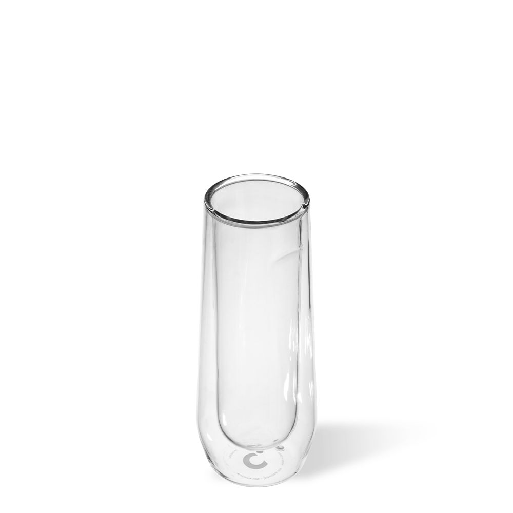 Clear Corkcicle 7oz Stemless Flute Glass Set (2) Champagne Flutes | QSGYN-1426