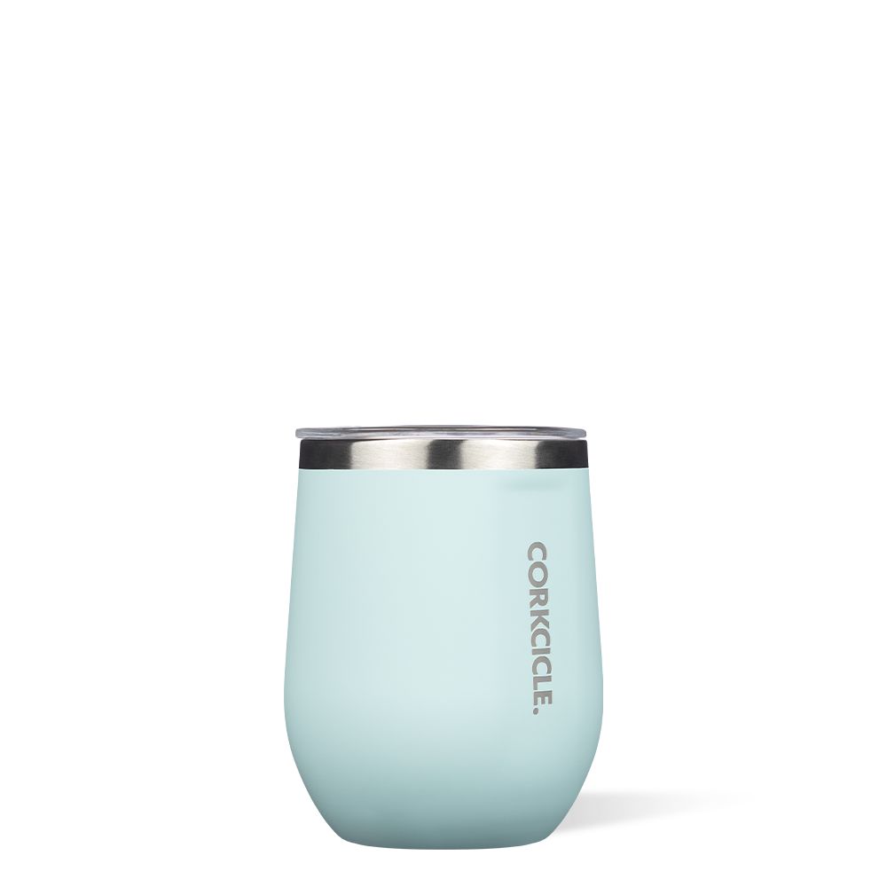 Gloss Powder Blue Corkcicle 12oz Classic Stemless Insulated Wine Tumbler Water Bottle | RJFAZ-7692