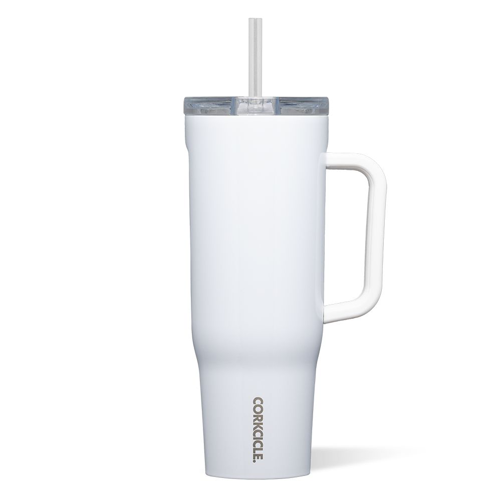 Gloss White Corkcicle 40oz Cruiser Insulated Tumbler With Handle Water Bottle | VCWGY-6457