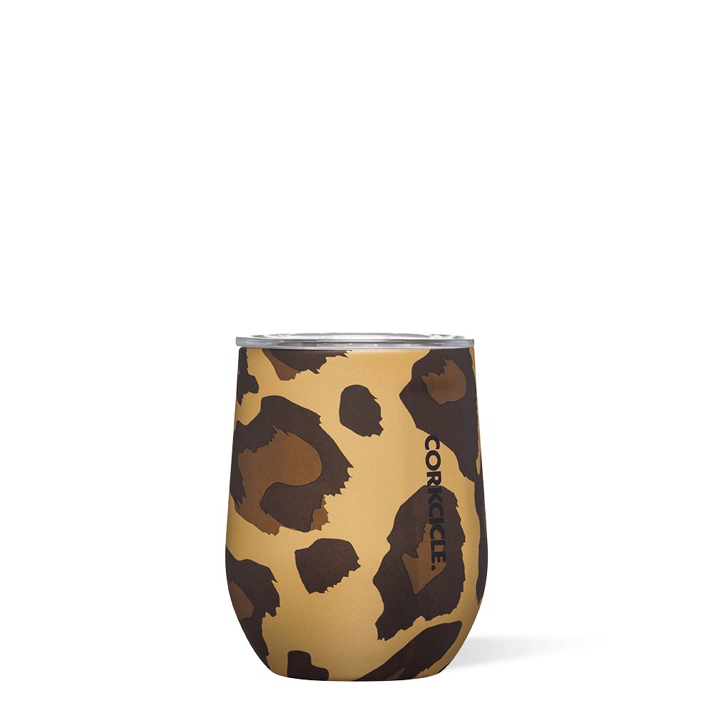 Luxe Leopard Corkcicle 12oz Exotic Stemless Water Bottle | JUWQR-1763