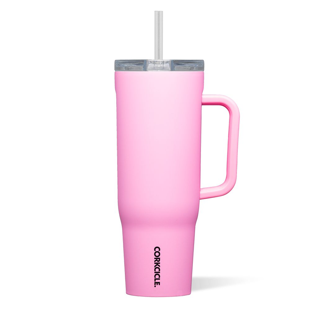 Sun-Soaked Pink Corkcicle 40oz Cruiser Insulated Tumbler With Handle Water Bottle | DGJHT-3087