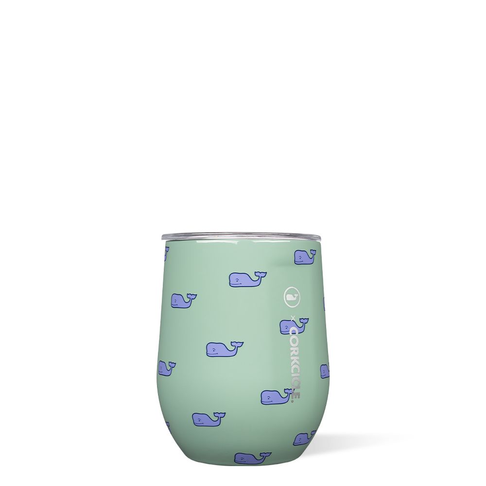 Whales Repeat Capri Blue Corkcicle 12oz Vineyard Vines Stemless Water Bottle | XCJVS-5031