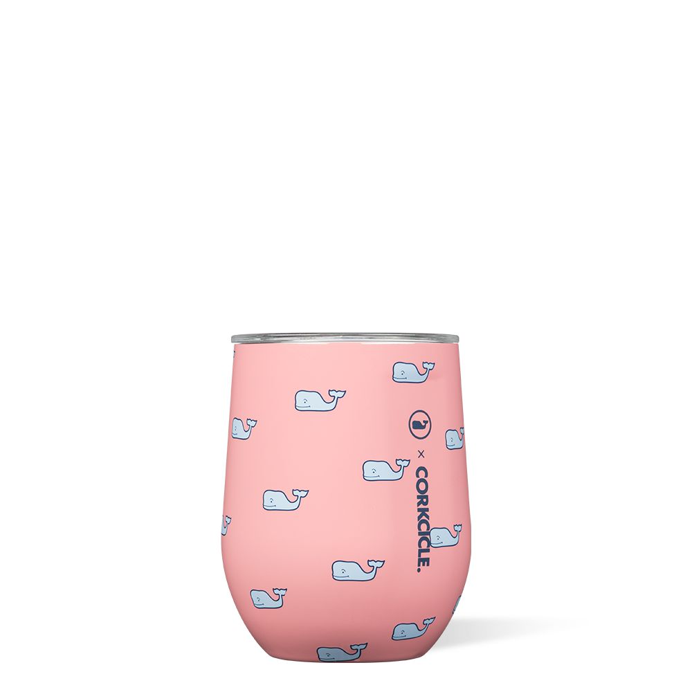 Whales Repeat Corkcicle 12oz Vineyard Vines Stemless Water Bottle | ZVBOM-1724