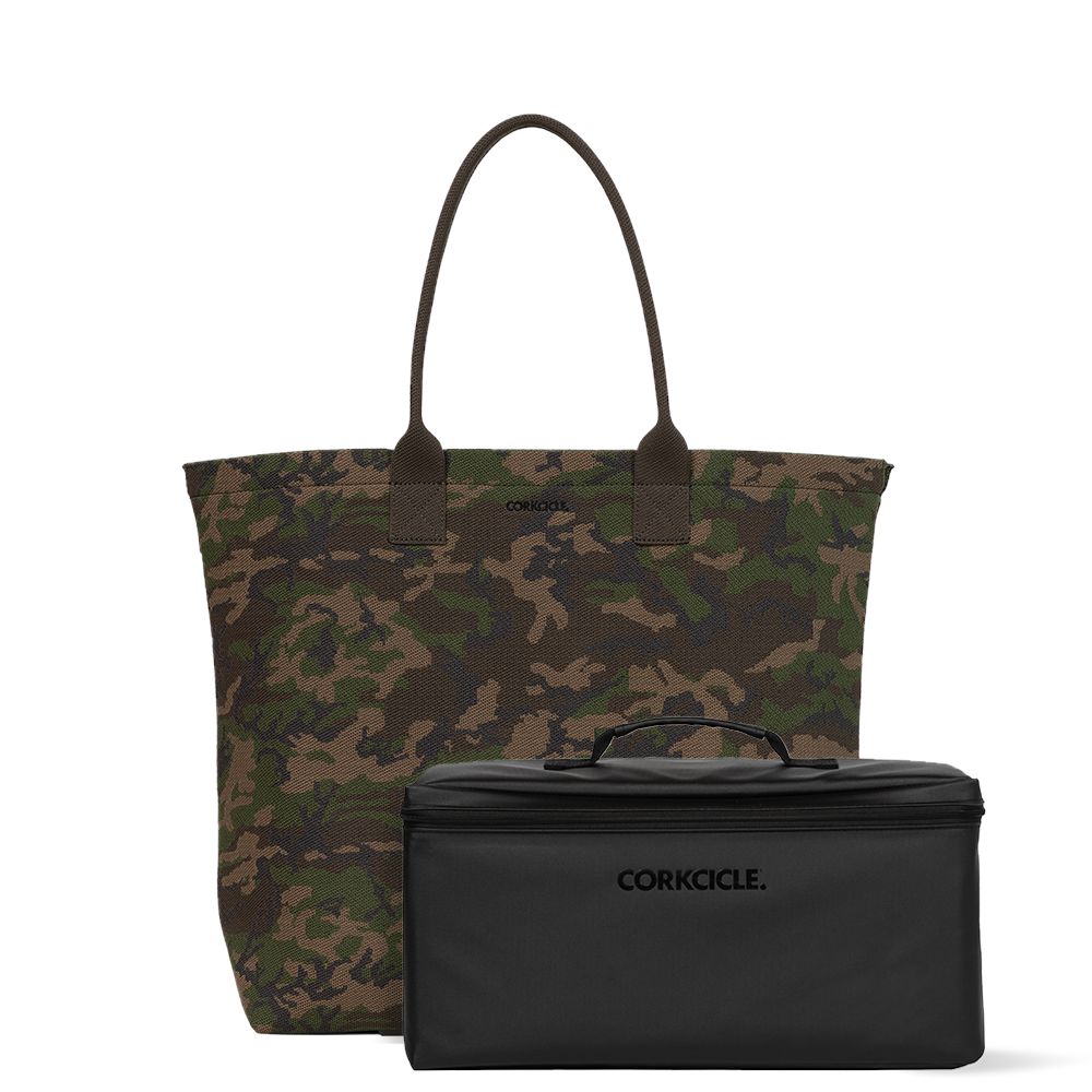 Woodland Camo Corkcicle Re:Tote Recycled Plastic Tote Bag With Cooler Insert Bags | BEKCA-6740